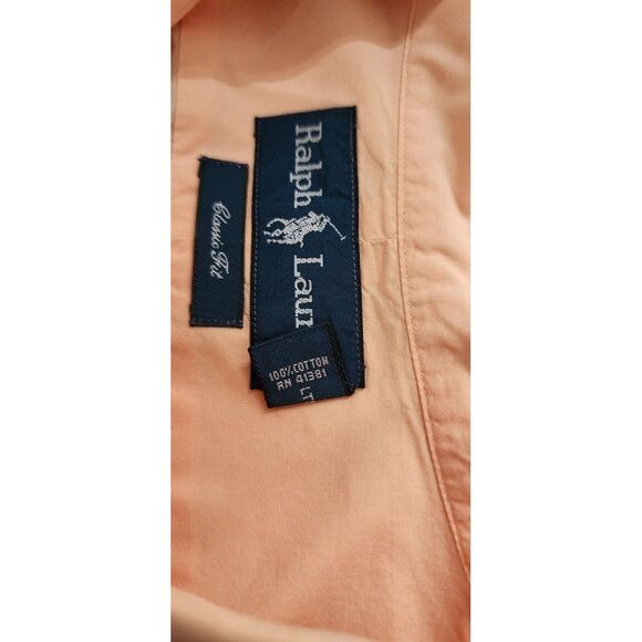 Ralph Lauren Shirt Mens XL Peach‎ Orange Button Down Long Sleeve Colorful Pony - Picture 8 of 8